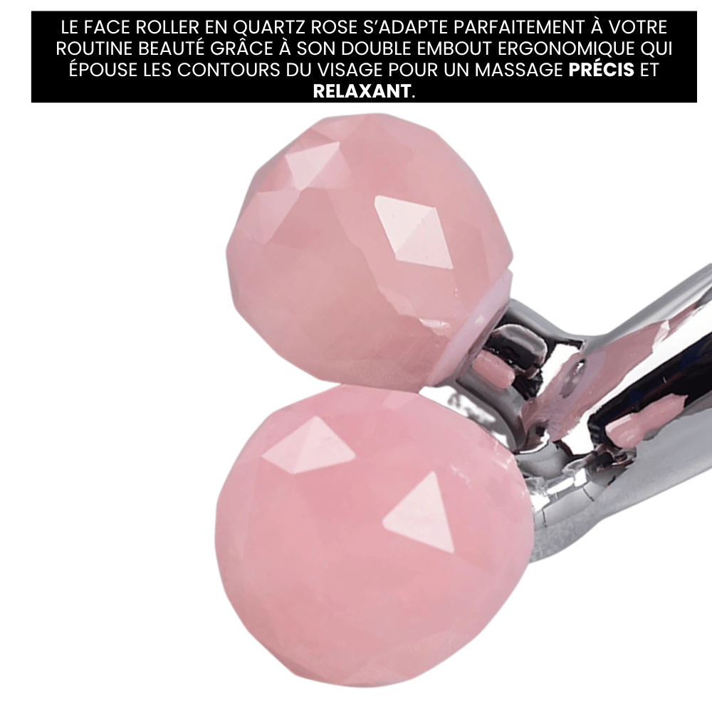 double embout face roller en quartz rose